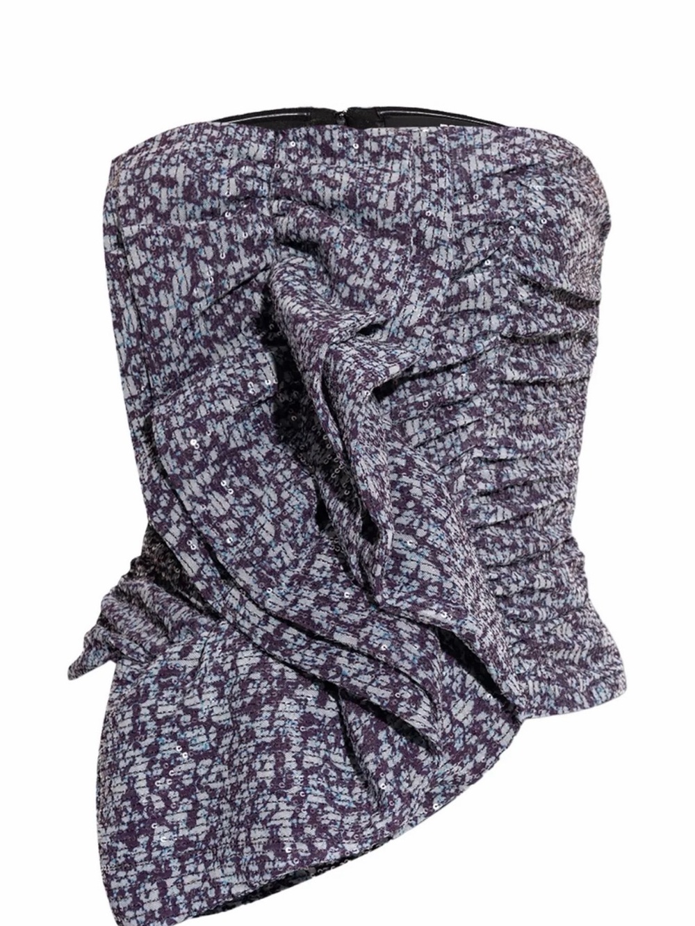 Strapless Ruched Purple Print Women's Top